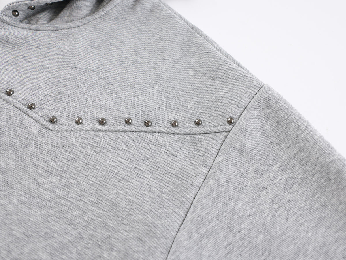 Designer Zip-Up Hoodie with Metal Stud Detail — Heavyweight Oversized Fit