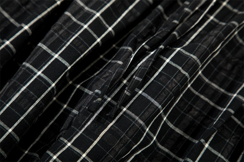 Men's Plaid Wide-Leg Pants – Relaxed Fit Drawstring Trousers