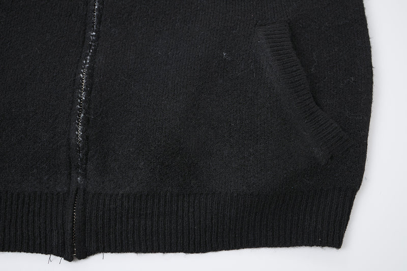 Gilet-pull zippé en maille jacquard avec imprimé lettres