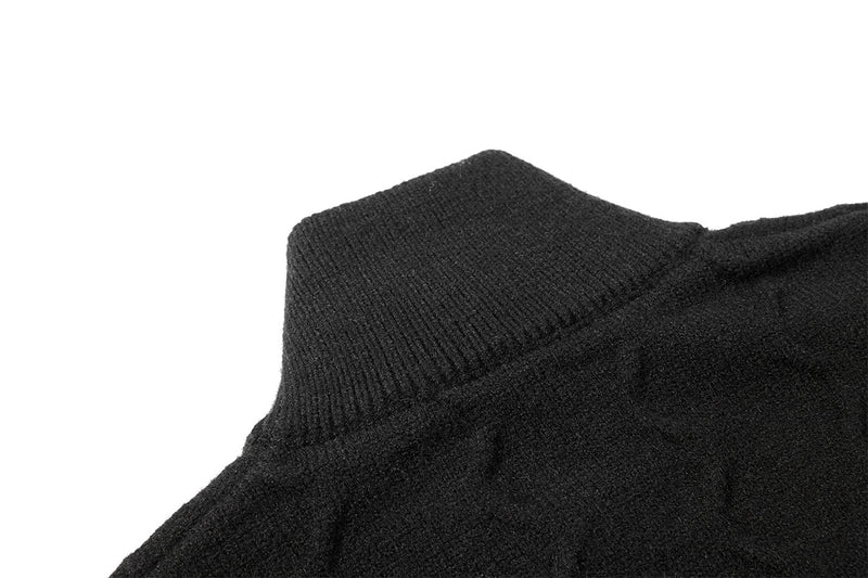Men's Cable Knit Full-Zip Turtleneck Sweater Jacket