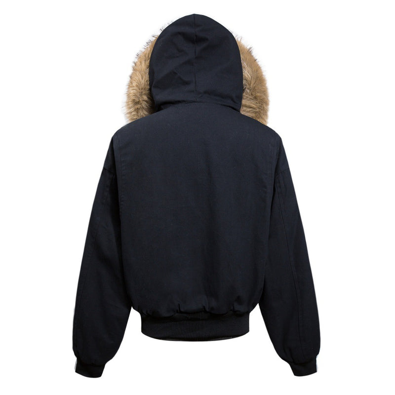 Fur-Trim Hooded Bomber Jacket – Fleece-Lined Winter Coat with Removable Hood