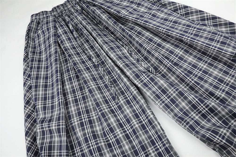 American Vintage Plaid Wide-Leg Pants – Oversized Baggy Trousers