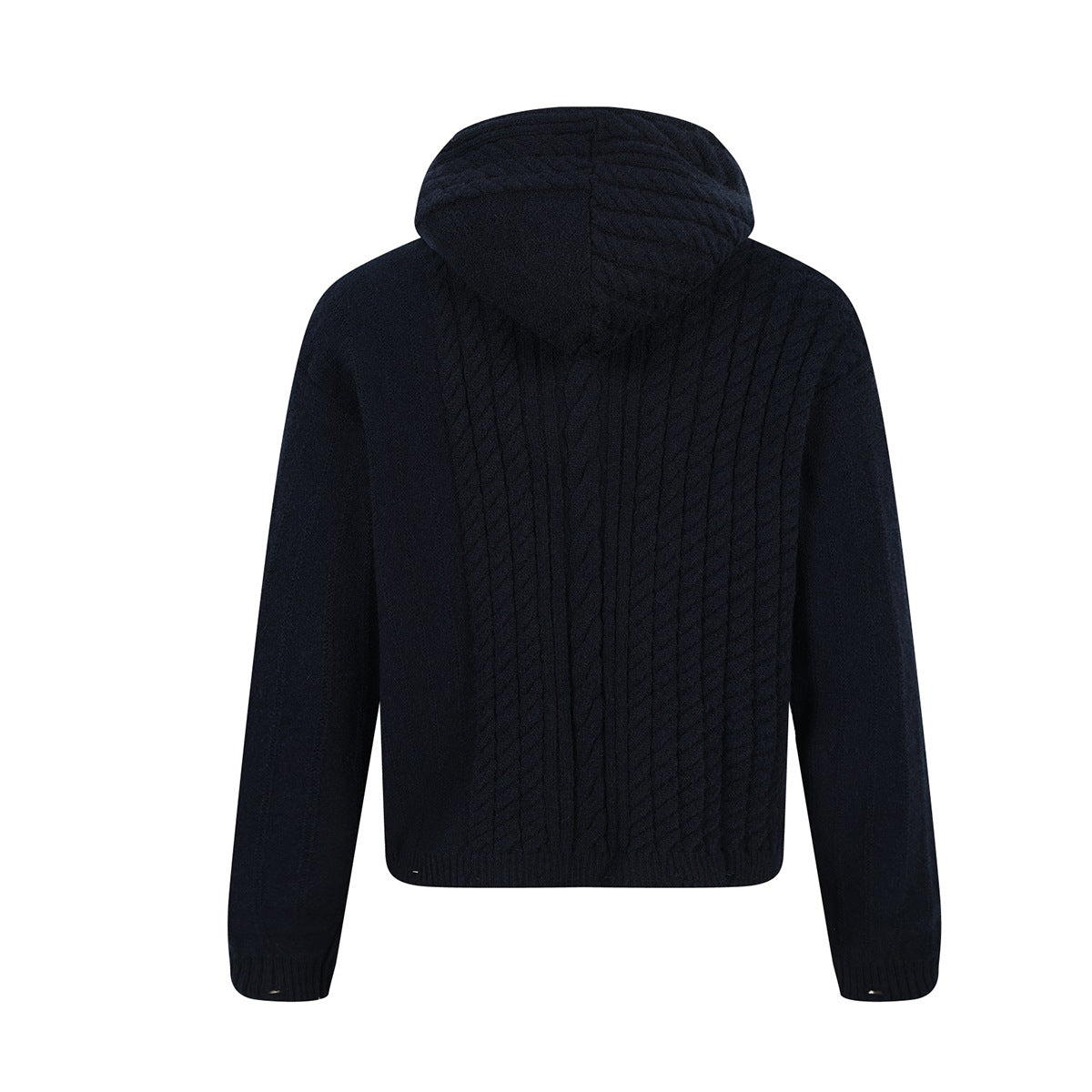 Cable Knit Zip-Up Hoodie Sweater – Irregular Twist Pattern Cardigan
