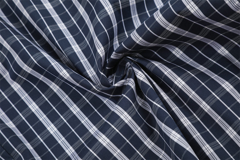 Men's Plaid Wide-Leg Trousers with Button Fly & Pleated Design
