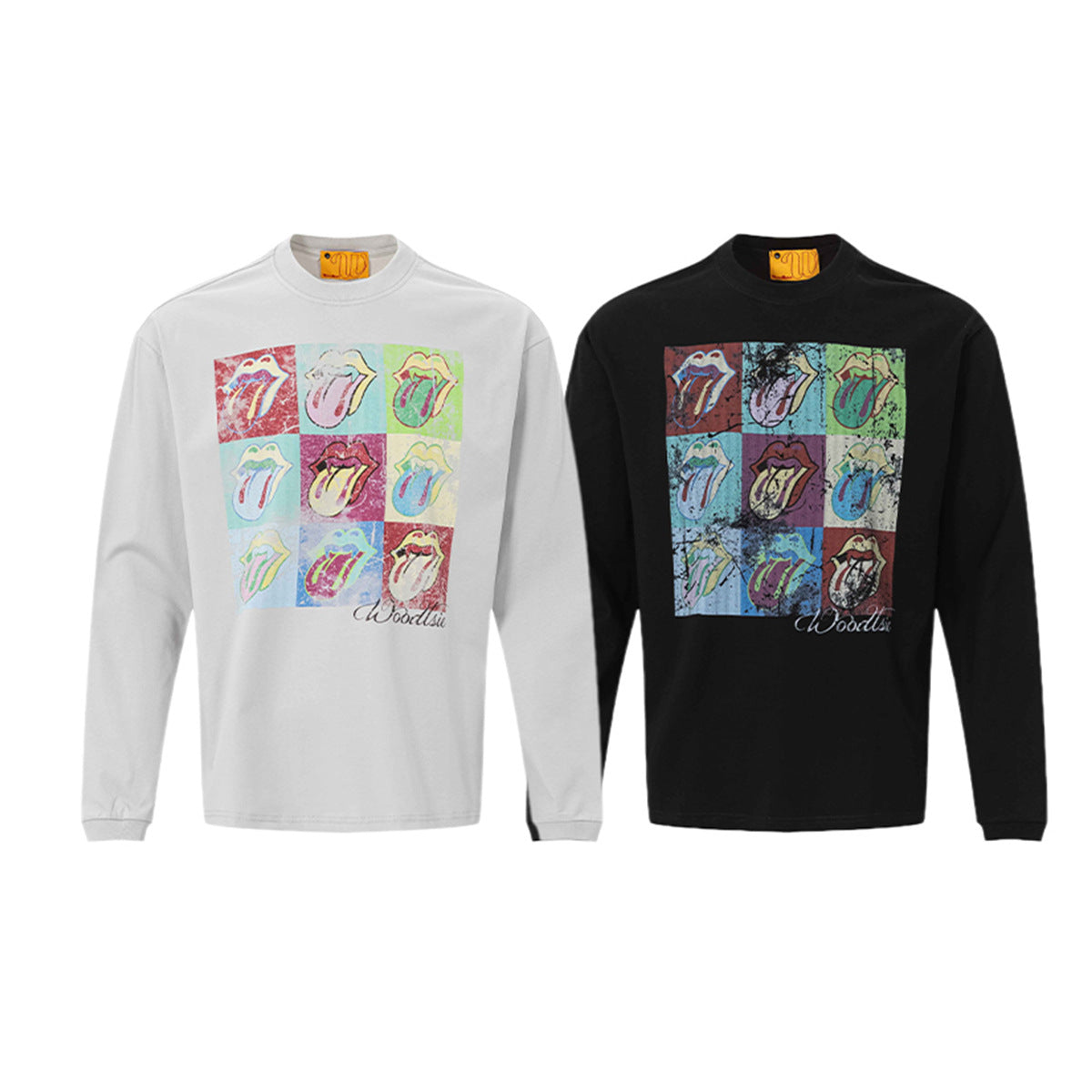 T-shirt manches longues graphique avec imprimé rétro pop art de langue