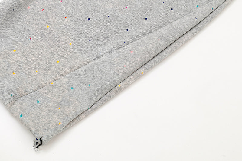 Wide-Leg Sweatpants with Star Embroidery & Paint Splatter Print