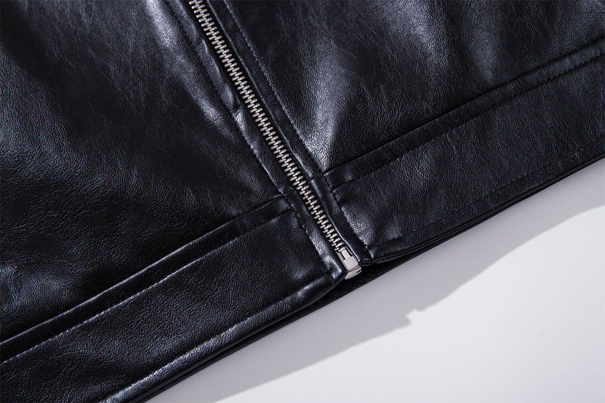 Men's Black Faux Leather Moto Jacket – Relaxed Fit Biker Style