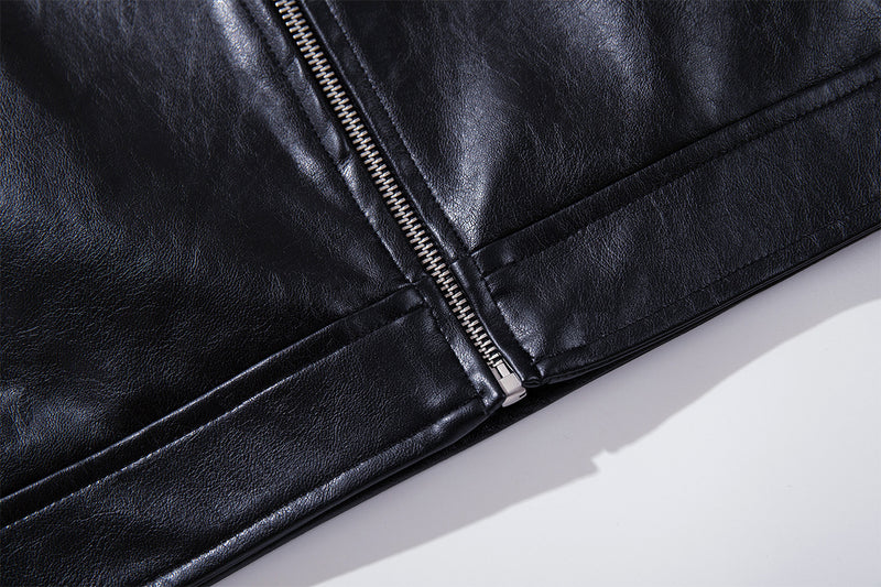 Men's Black Faux Leather Moto Jacket – Relaxed Fit Biker Style