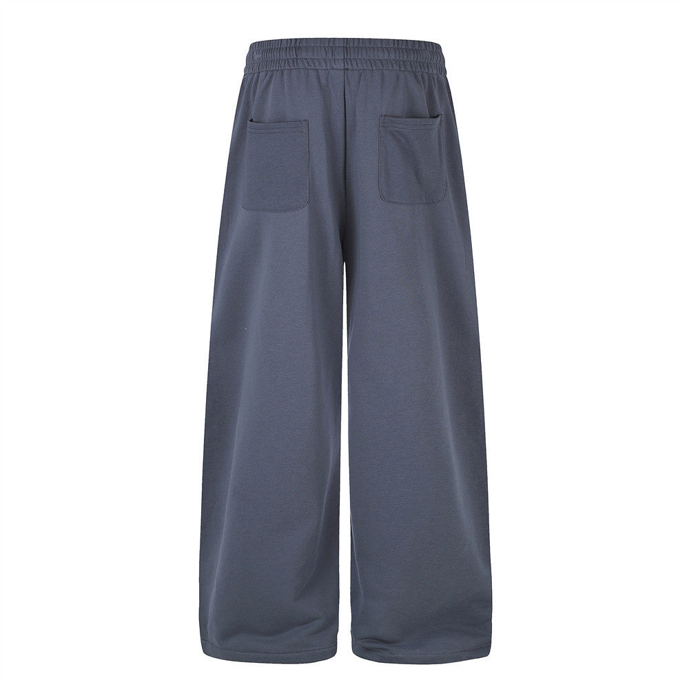 Pantalon de survêtement à jambes larges avec écusson étoile – Pantalon homme oversize à coupe droite