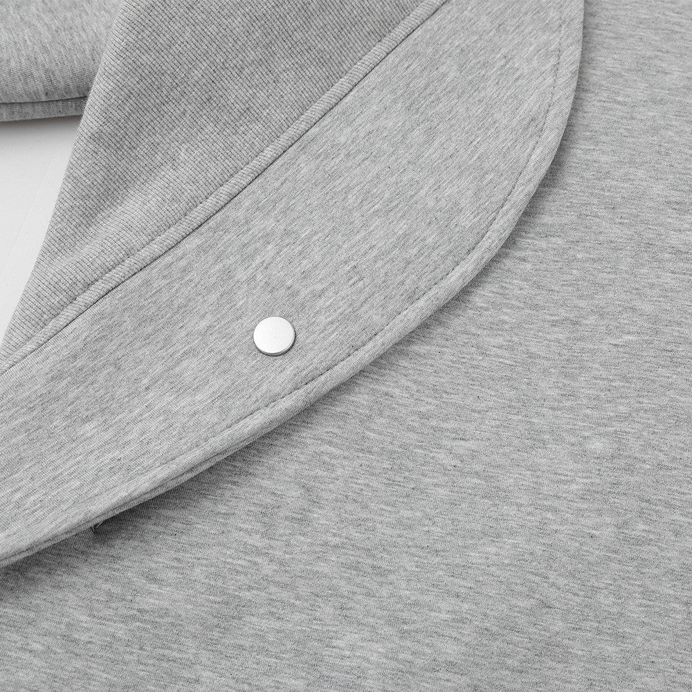 Stand Collar Zip-Up Jacket – Relaxed Fit with Drawstring Hem & Snap Detail
