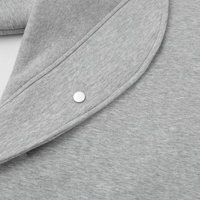 Stand Collar Zip-Up Jacket – Relaxed Fit with Drawstring Hem & Snap Detail