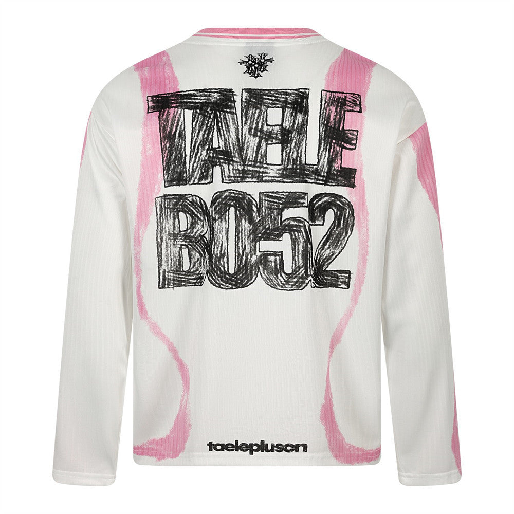 Graffiti Print Long Sleeve T-Shirt – Oversized Streetwear Sports Tee