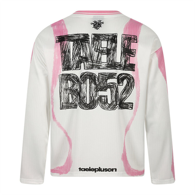 Graffiti Print Long Sleeve T-Shirt – Oversized Streetwear Sports Tee
