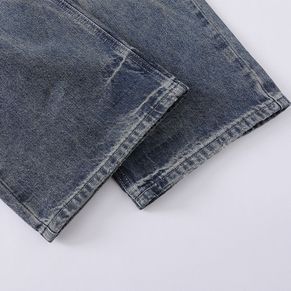Men's Wide-Leg Baggy Jeans – Vintage Washed Straight Fit Denim
