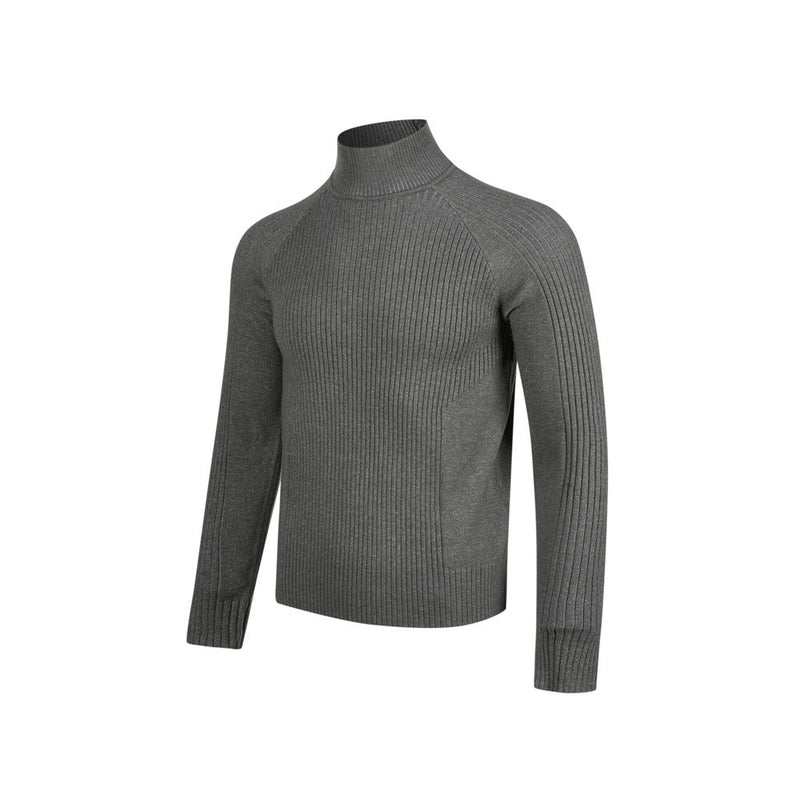 Men's Long Sleeve Sweater Polo Mock Neck Ribbed Knit Slim Fit Pullover