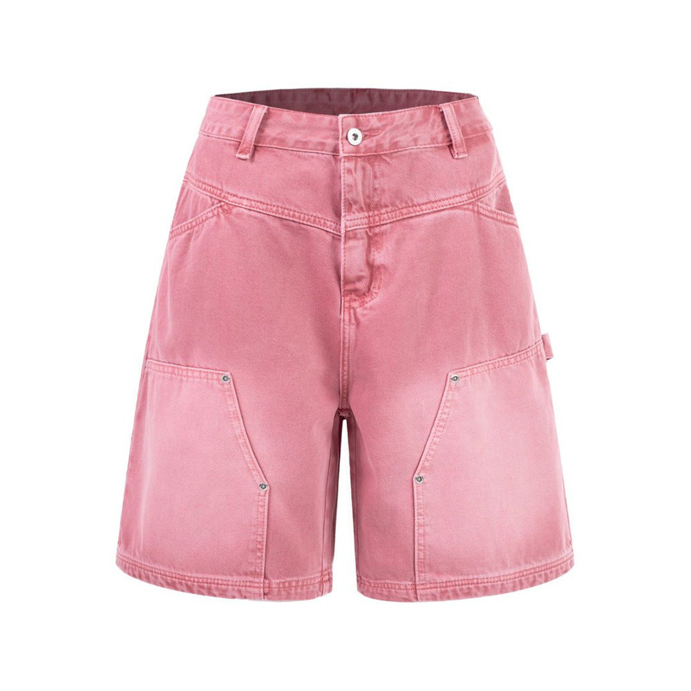 Baggy-Denimshorts für Herren – gewaschene Carpenter-Style-Jeansshorts für Streetwear