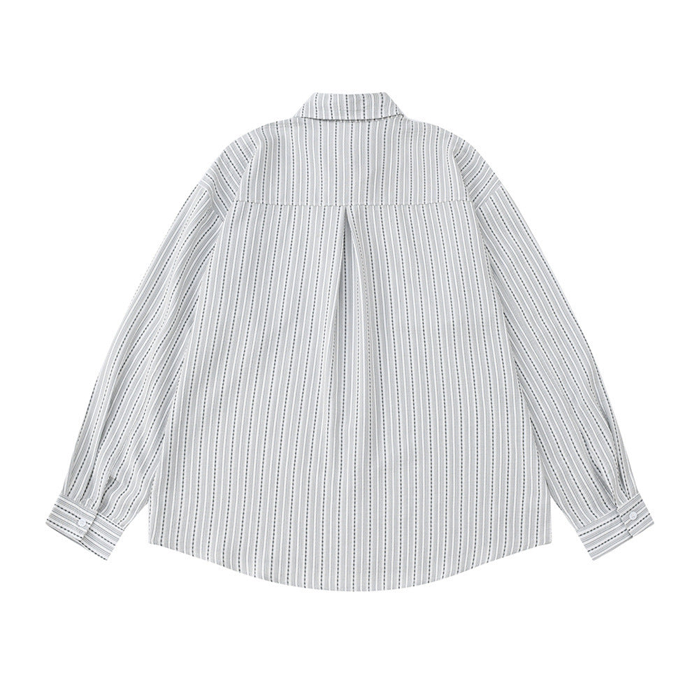 Blue Striped Long Sleeve Shirt Men – Oversized Relaxed Fit Button-Up
