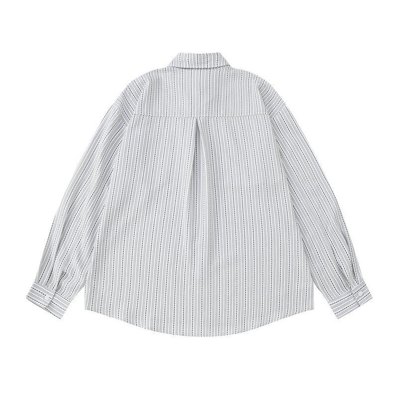 Blue Striped Long Sleeve Shirt Men – Oversized Relaxed Fit Button-Up