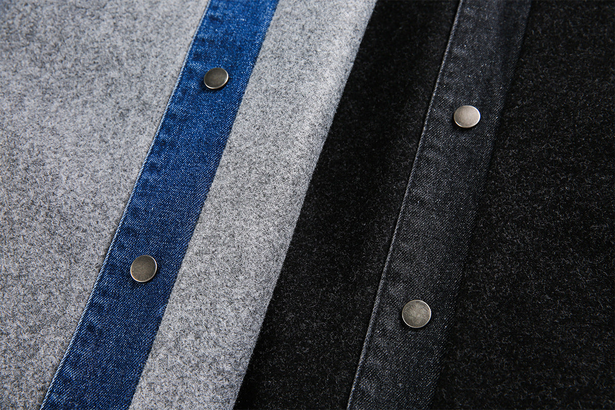 Veste boxy à boutons-pression avec col en denim – Style rétro old money