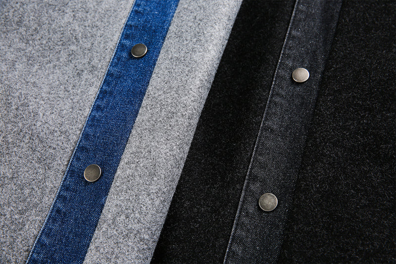 Veste boxy à boutons-pression avec col en denim – Style rétro old money