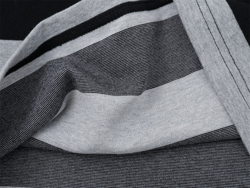 Close-up of striped shirt interior showing fabric layers and seam construction