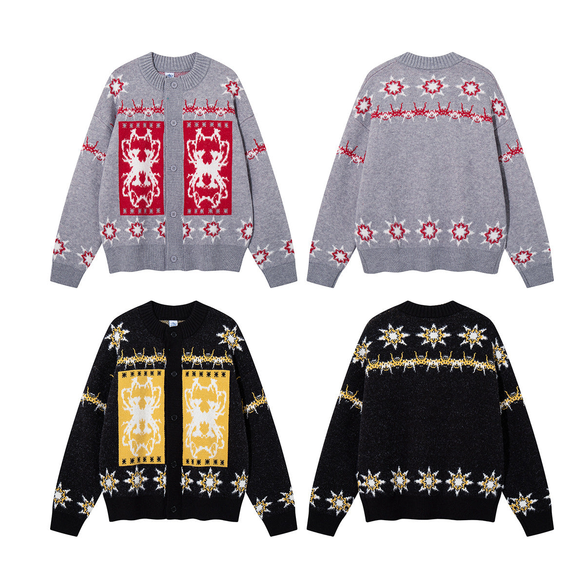 Fair Isle Jacquard Knit Cardigan Sweater – Vintage Christmas Pattern