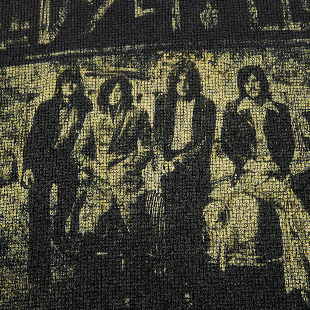 Men's Black Long Sleeve Shirt – Led Zeppelin Vintage Band Graphic Waffle Knit