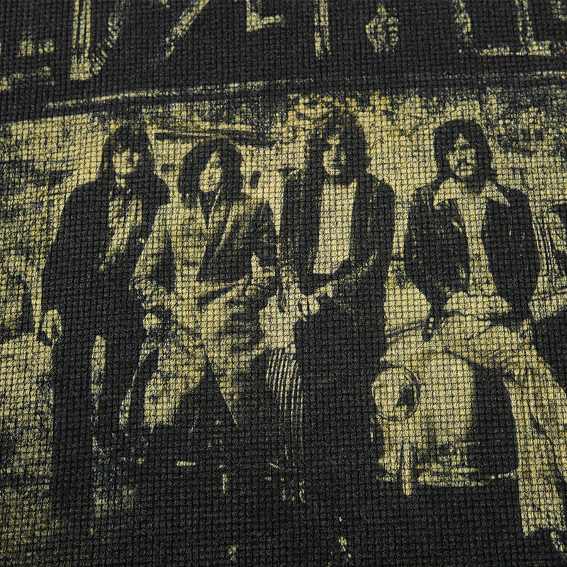 Men's Black Long Sleeve Shirt – Led Zeppelin Vintage Band Graphic Waffle Knit