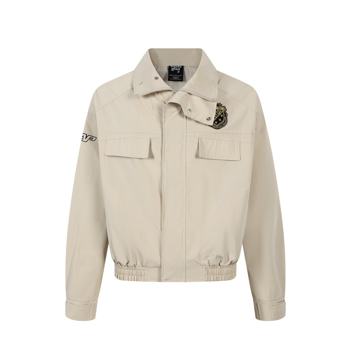 Oversized Harrington Jacket with Embroidered Badge Patch