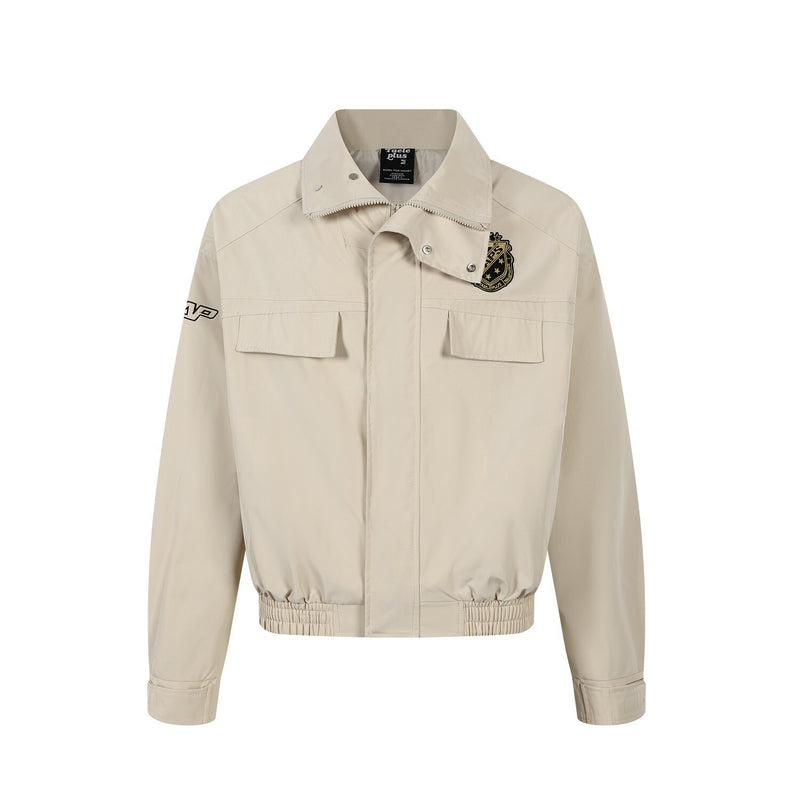 Oversized Harrington Jacket with Embroidered Badge Patch