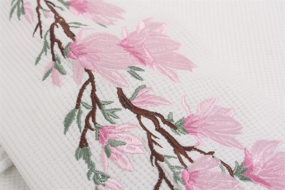 Mens Embroidered T Shirt – Floral Cherry Blossom Long Sleeve Crew Neck