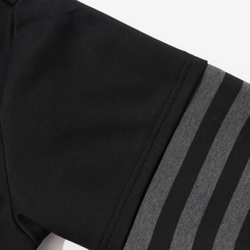 Veste sweat à capuche militaire gothique avec manches rayées et boutons croisés