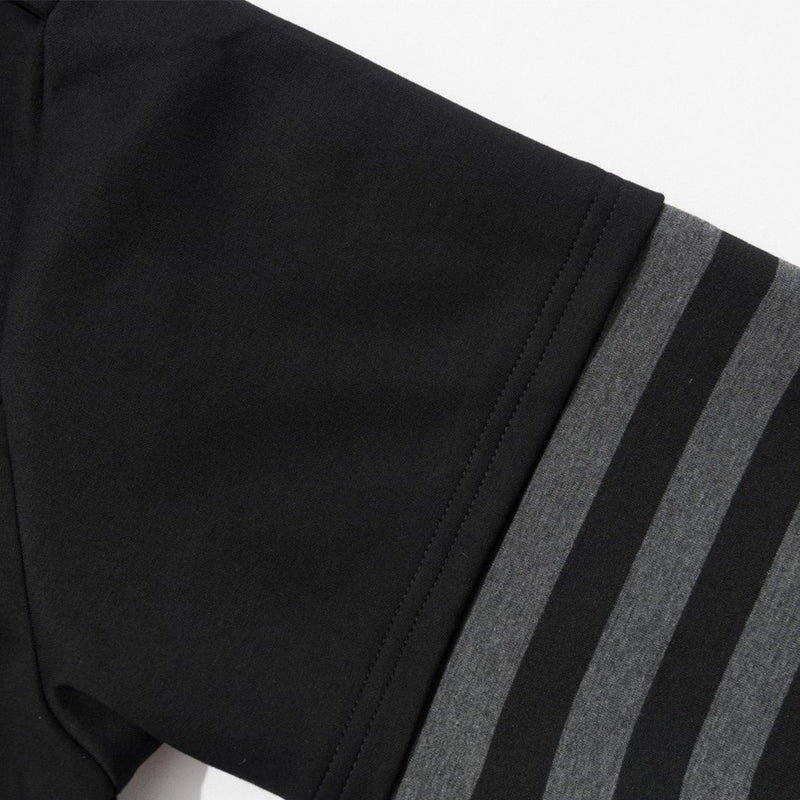 Veste sweat à capuche militaire gothique avec manches rayées et boutons croisés
