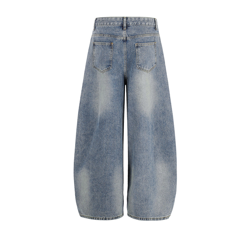 Jean baggy taille haute – Denim barrel à jambes larges avec étoiles en strass