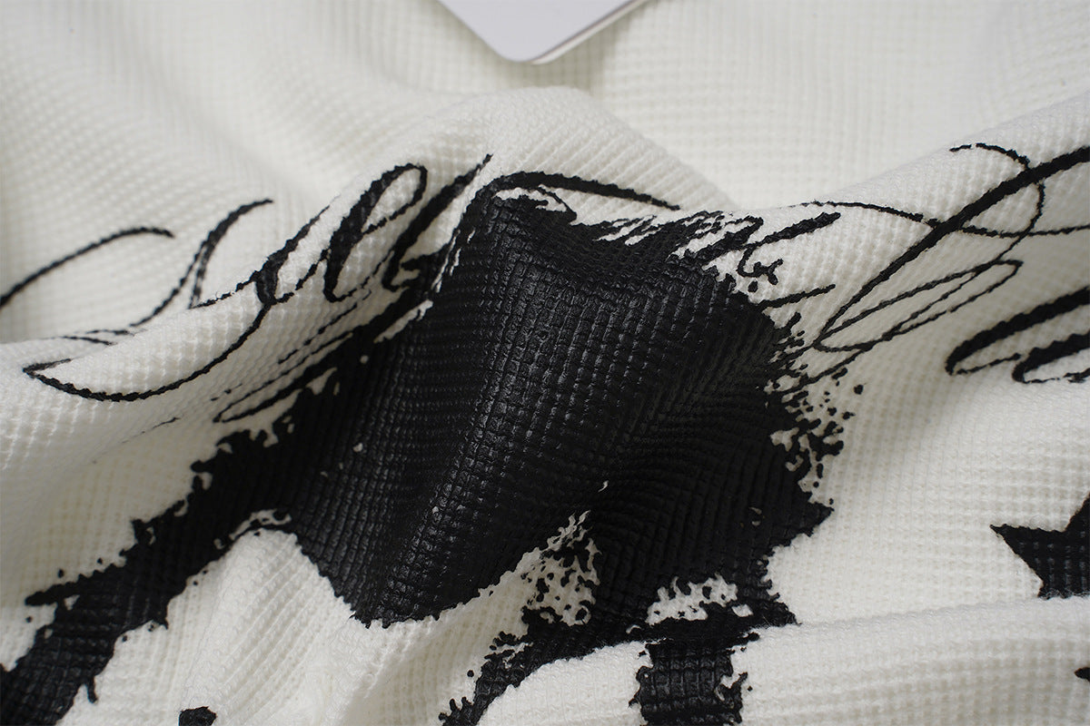 Langarm-Raglan-Shirt mit Leopardenärmeln und Gothic-Kreuz-Print
