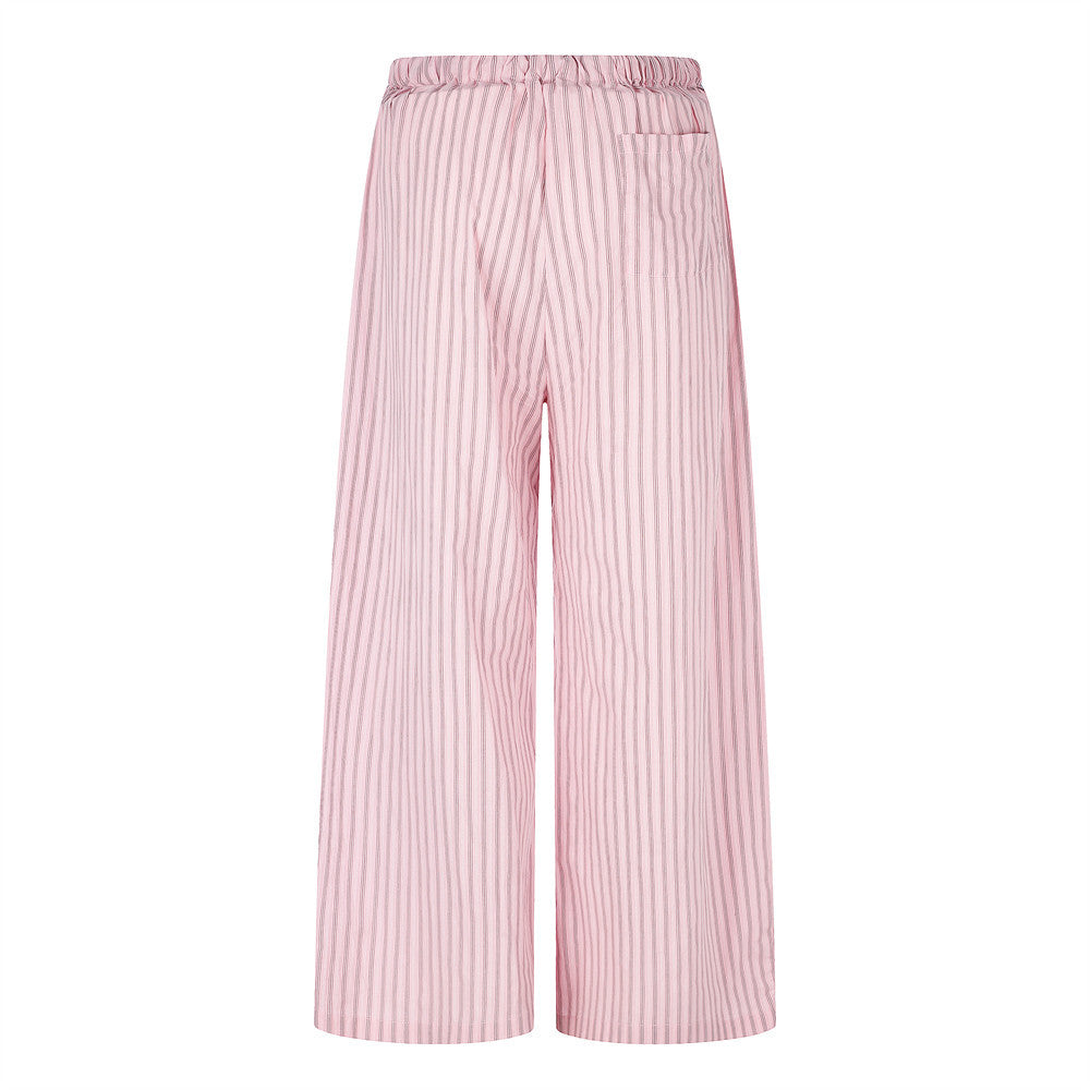 Striped Wide-Leg Lounge Pants – Relaxed Fit Drawstring Trousers