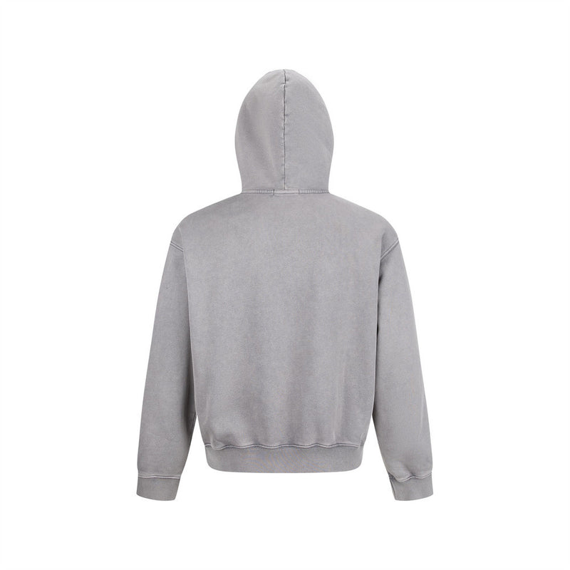 Men's Metal Clasp Pullover Hoodie – Oversized Washed Fleece Sweatshirt