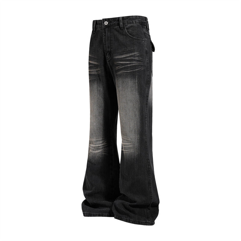 Men's Washed Distressed Flare Jeans – Wide Leg Relaxed Fit Denim