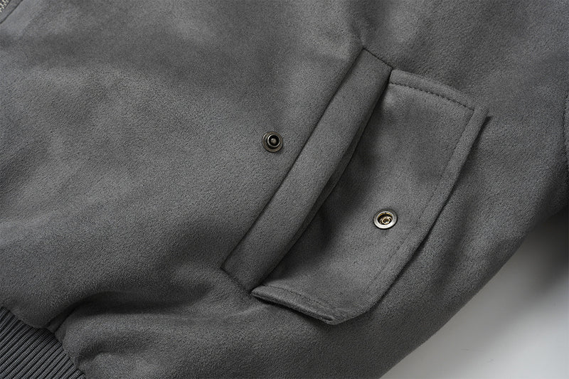 Bomber en suédine avec capuche en fausse fourrure – Manteau d’hiver oversize