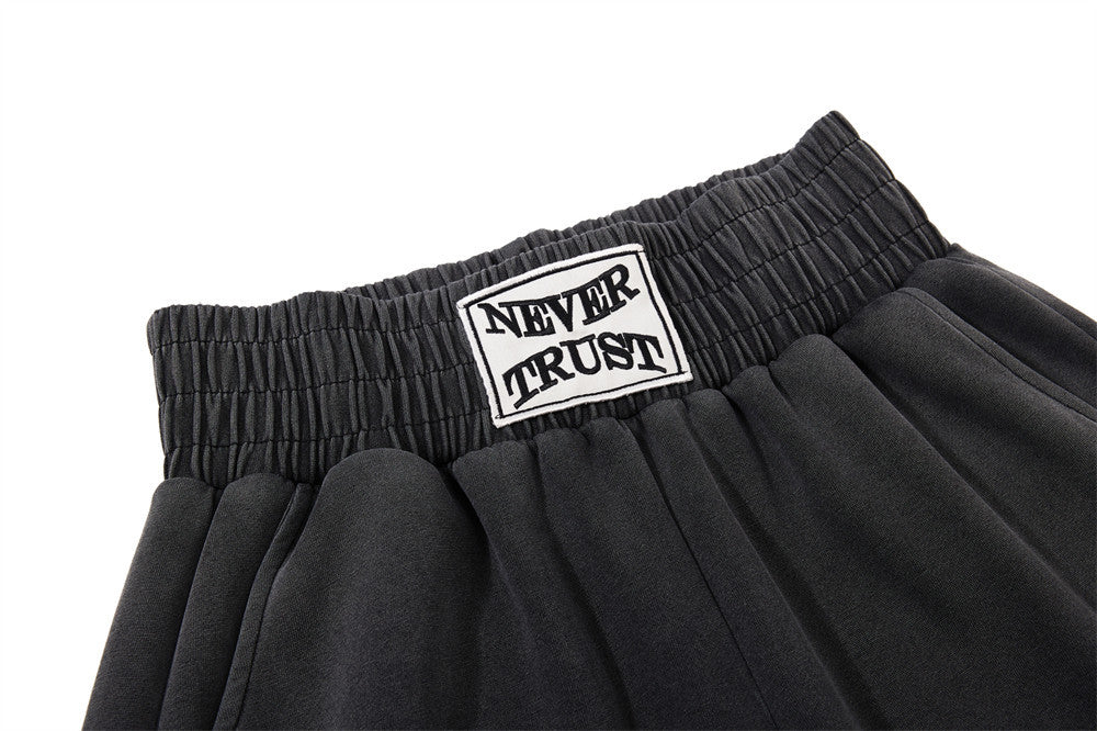 Wide-Leg Sweatpants with Cracked Letter Print and Lightning Graphic