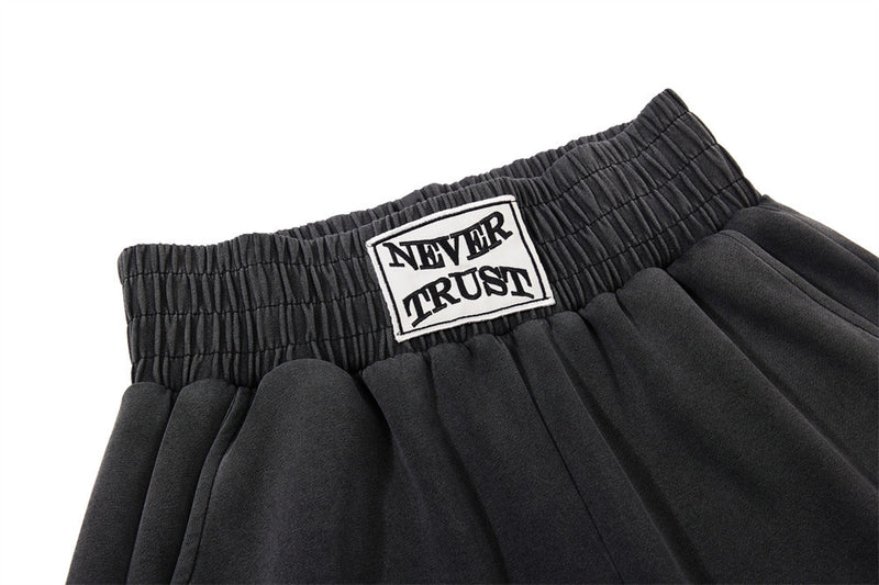 Wide-Leg Sweatpants with Cracked Letter Print and Lightning Graphic