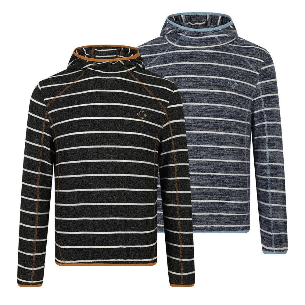 Sudadera con capucha de rayas – Prenda de felpa de manga larga con costuras en contraste