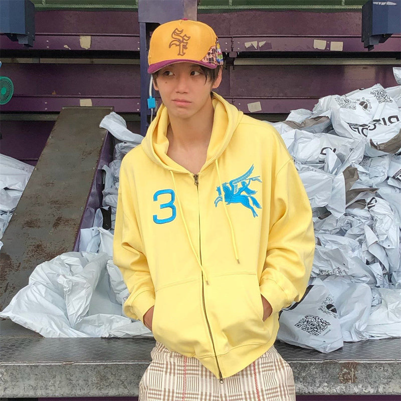 Sweat à capuche zippé brodé Pegasus – Streetwear américain numéro 3
