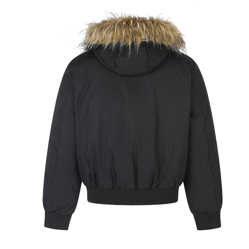 Fur-Collar Bomber Down Jacket – Vintage American Short Puffer Coat