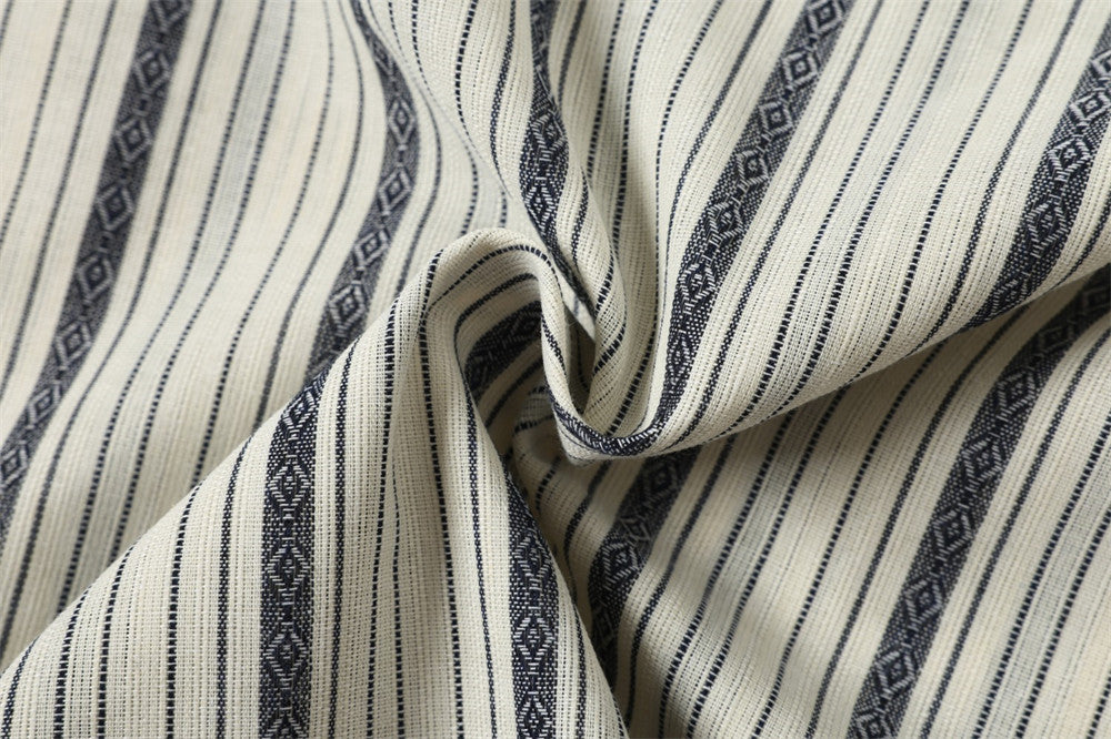 Striped Long-Sleeve Shirt – Vintage American Oversized Button-Up with Pocket