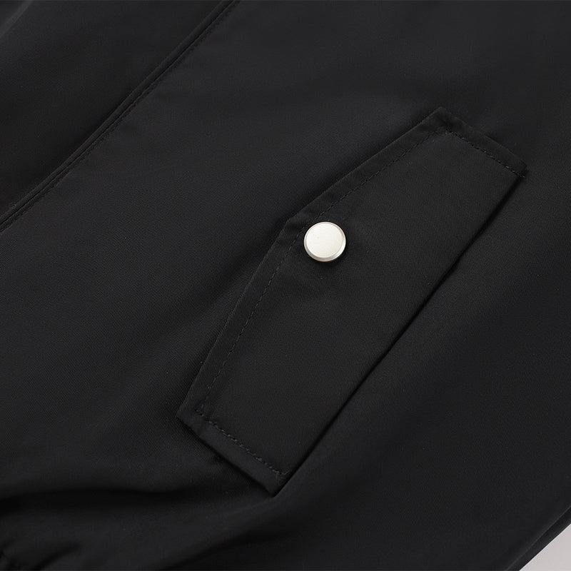Men's Stand Collar Bomber Jacket with Padded Lining and Curved Seam Detail