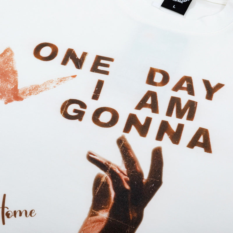Graphic Print Short Sleeve T-Shirt – One Day I Am Gonna Hand & Butterfly Print