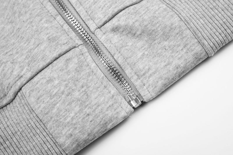 Military-Style Zip-Up Hoodie Jacket with Star Studs & Camo Print