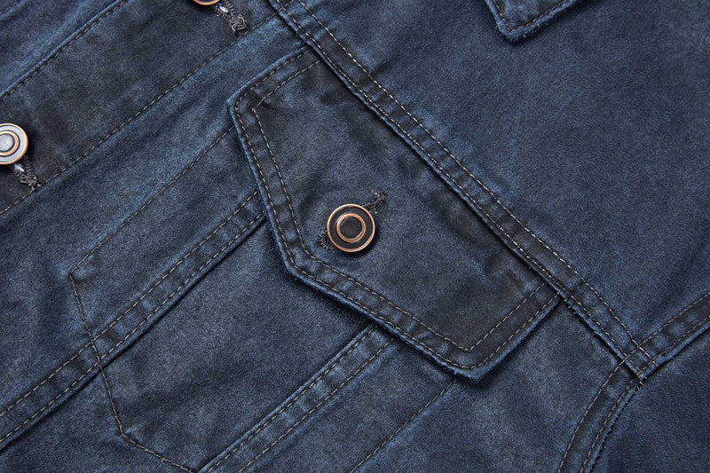 Washed Distressed Denim Trucker Jacket – Boxy Fit, Spread Collar