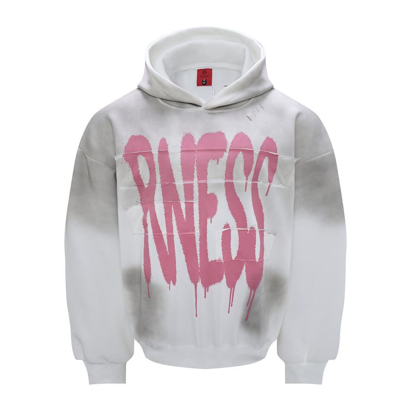 Graffiti Print Washed Distressed Oversized Hoodie